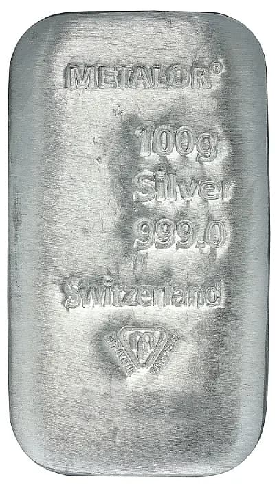 100g Metalor Silver Cast Bar