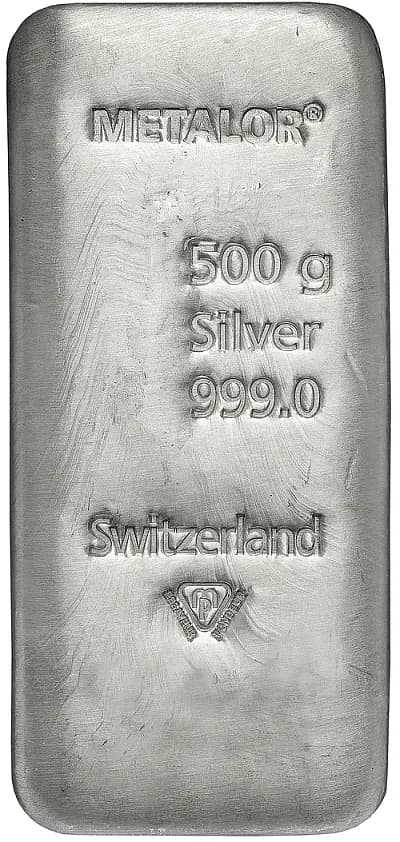 500g Metalor Silver Cast Bar
