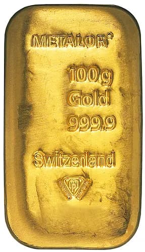 100g Metalor Gold Cast Bar